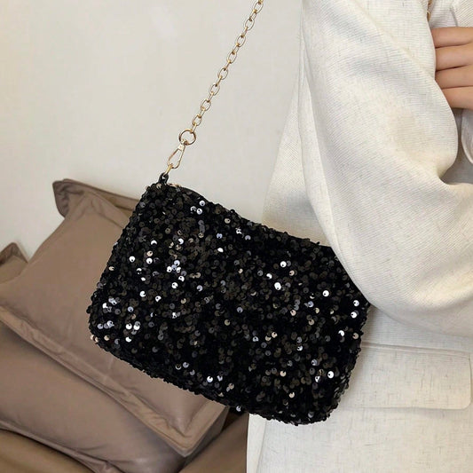 Bolso glitter Cartera de Fiesta Scarlett con Lentejuelas - Negro
