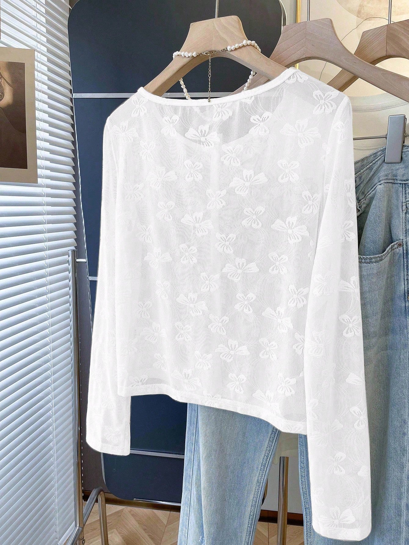 Cardigan Ballerina blanco de encaje tul elasticado - Talla M/L