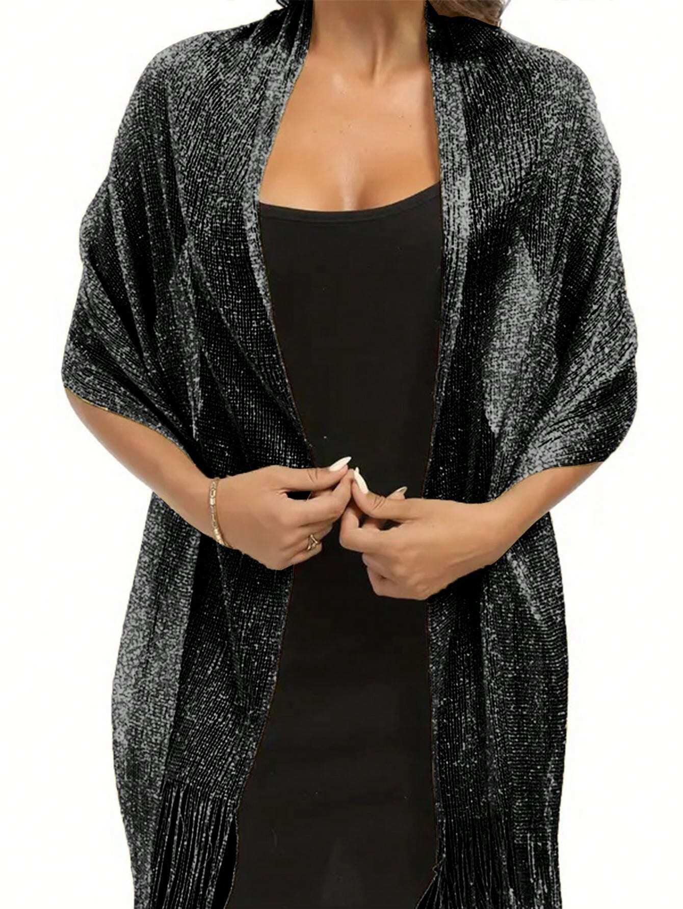 Chal Alisa Flecos de Hilo | Negro/Plateado