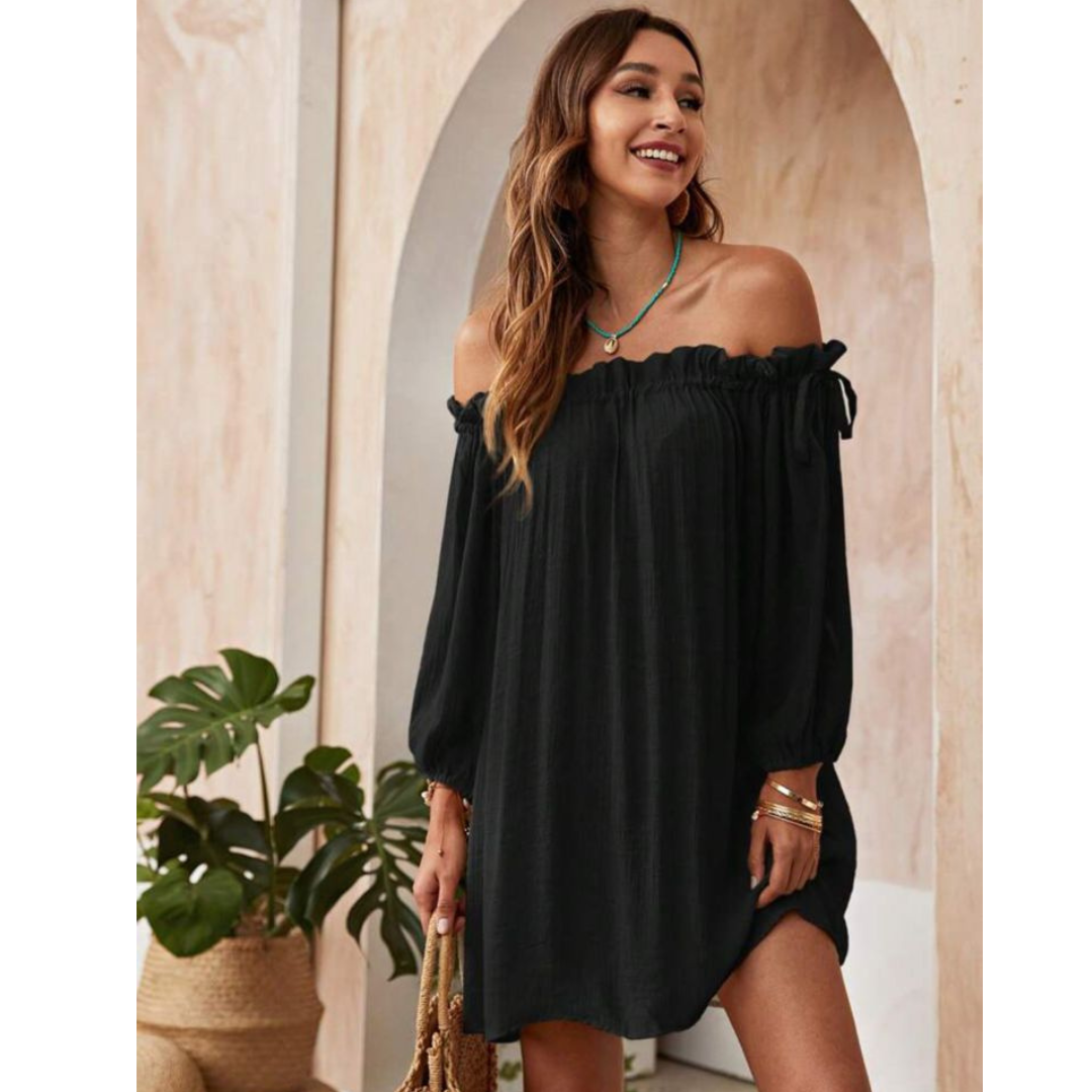 Vestido Giorgia Negro con Hombros descubiertos - Talla M