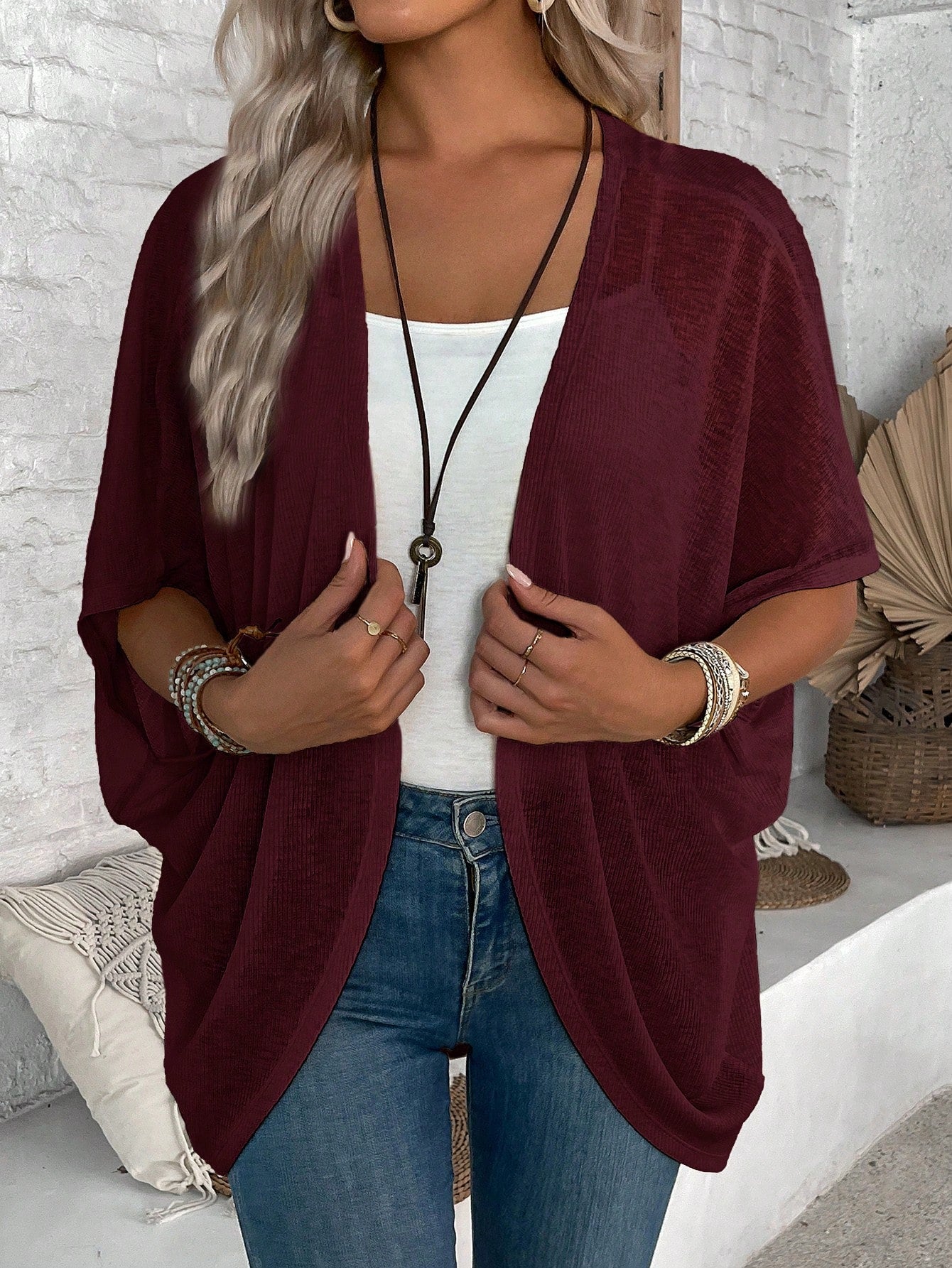 Cardigan Alicia rojo manga murciélago – Talla M