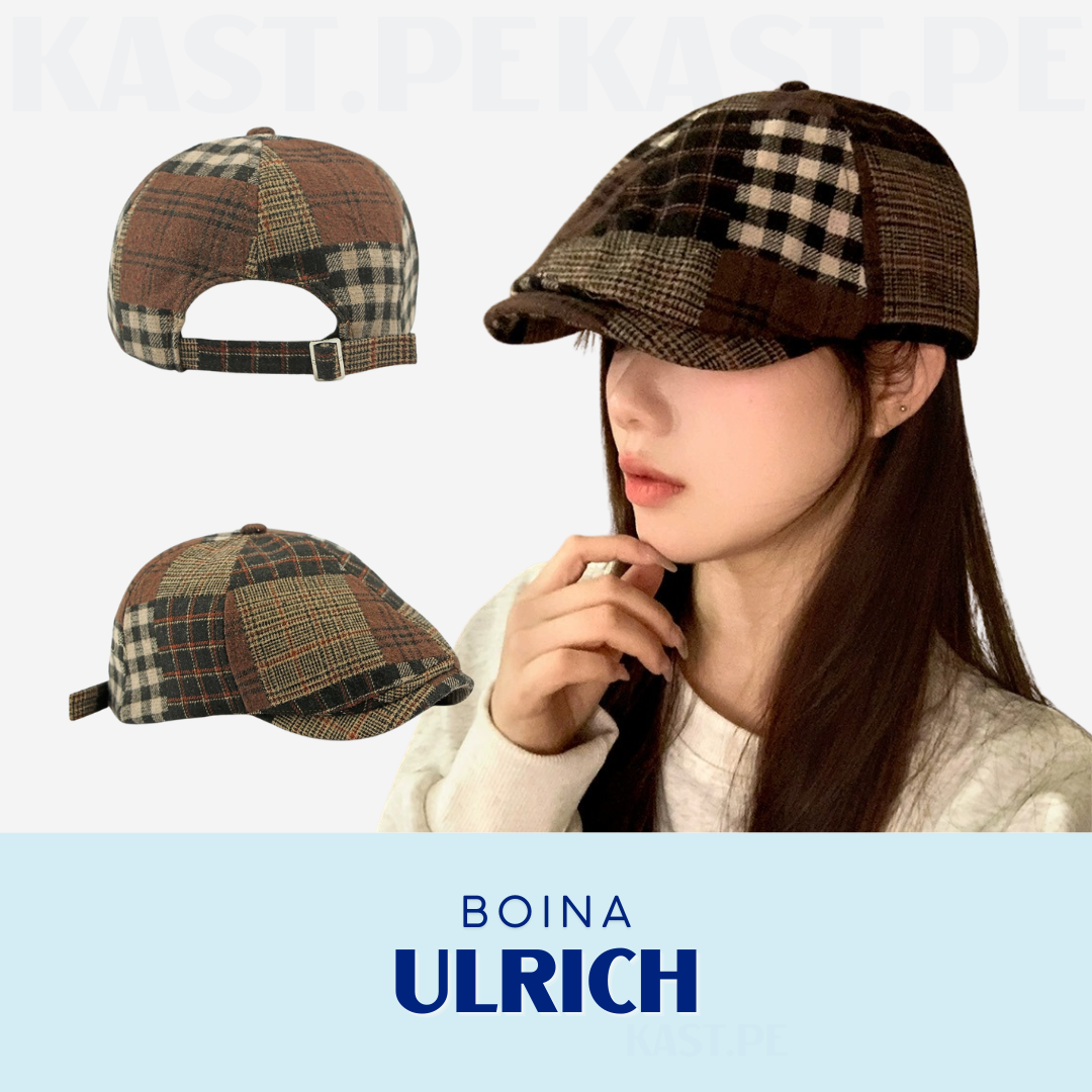 Boina Ulrich de cuadros con correa trasera y visera plana