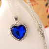 Collar Mujer Heart Pedant Corazon  - Azul Y Plateado.