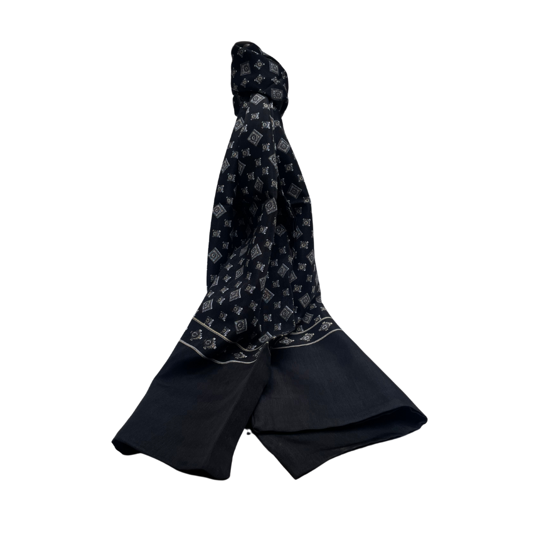 Bufanda Suave Hector Negro Doble Capa con diseño geometrico