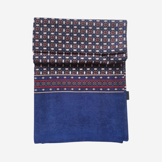 Bufanda Doble Capa Bruno Azul Suave con diseño geometrico