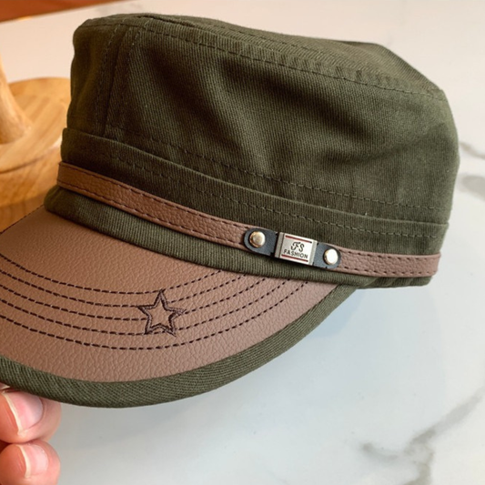 Gorra Carbonera Rafael Regulable con visera en cuero PU | Verde & Marrón