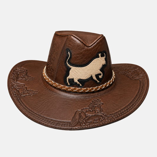 Sombrero Taurus Vaquero de Cuero con Diseño