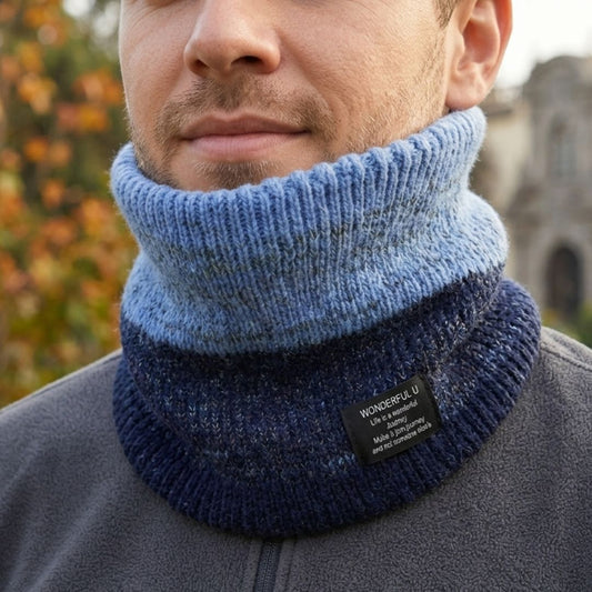 Bufanda Warm Jaspeado Azul: Cuellera de Invierno Unisex