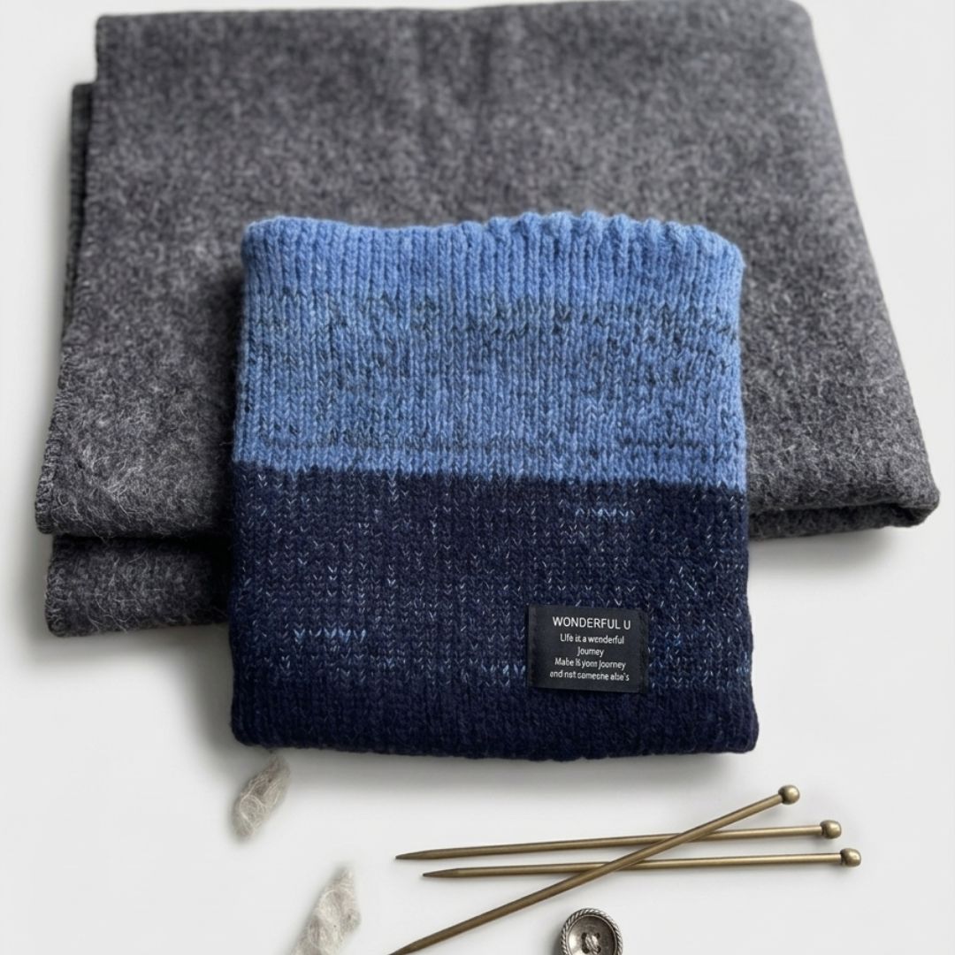 Bufanda Warm Jaspeado Azul: Cuellera de Invierno Unisex