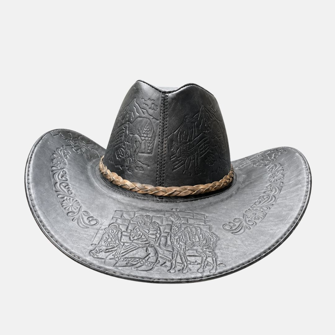 Sombrero Bernardo Vaquero de Cuero con Diseño