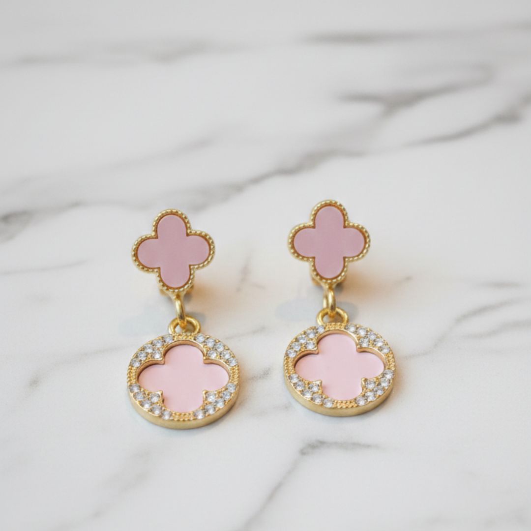 Aretes a presión Blushia dorado y rosado