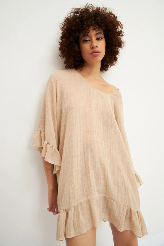 Salida Vestido de Playa Elena Khaki - Talla S/M