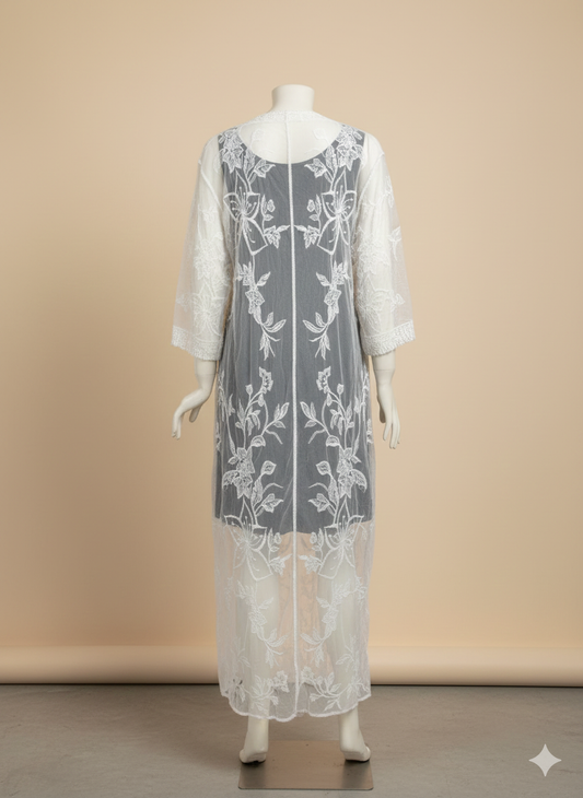 Kimono Salida de Playa Tul Oversize Agave