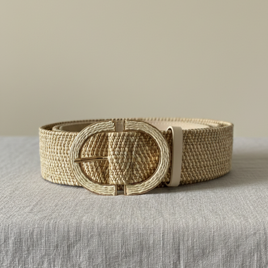 Cinturón elástico Marlene de paja para verano