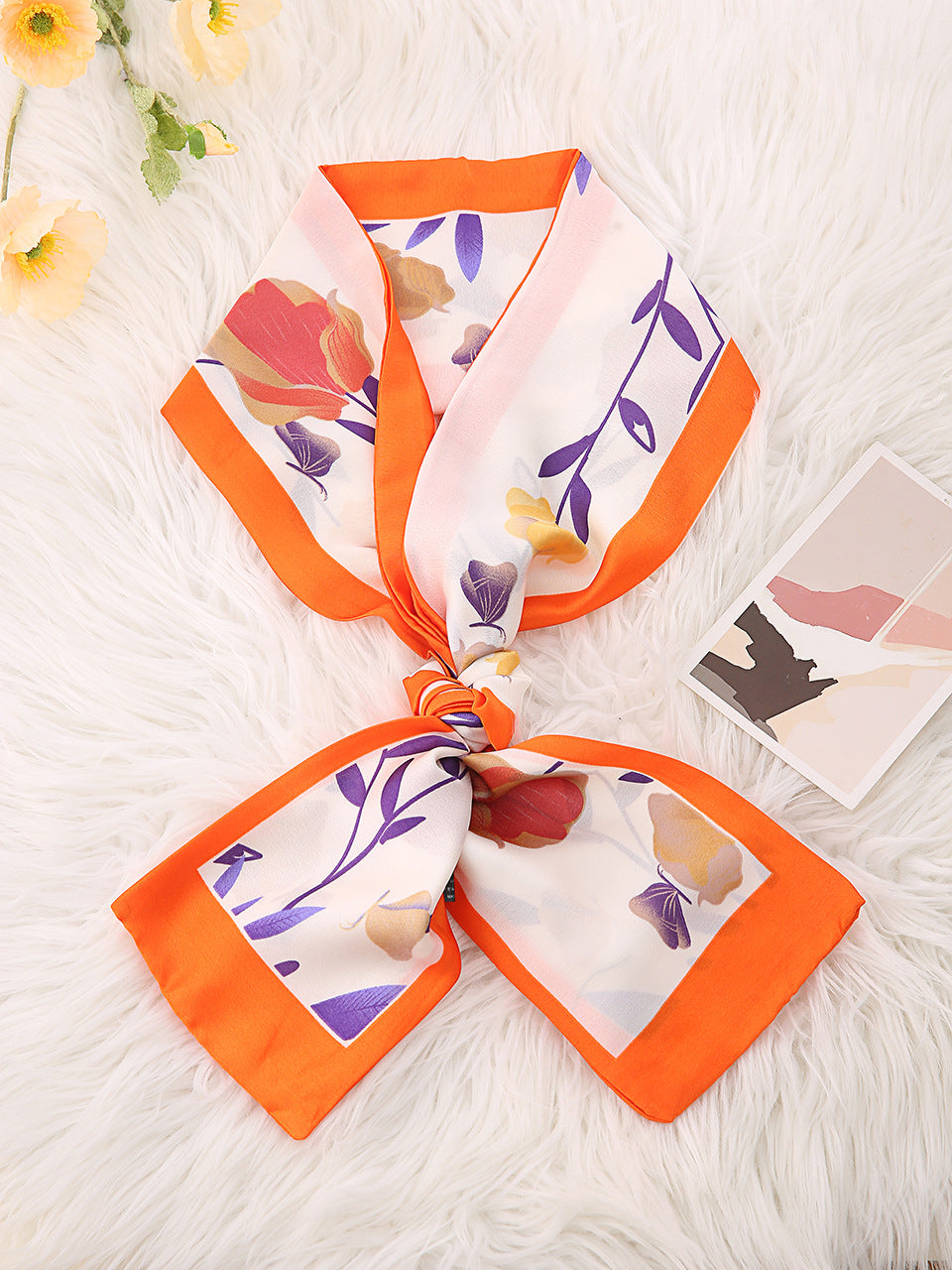 Pañuelo largo Multi Usos Iris con borde naranja