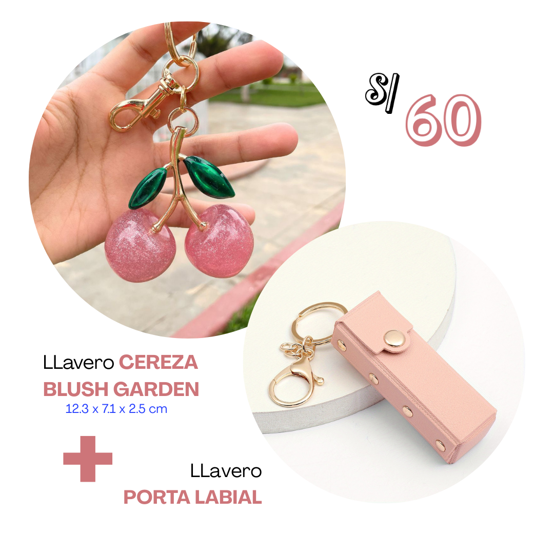 Llaveros Dúo Funcional y Chic: Cereza + Porta Labial
