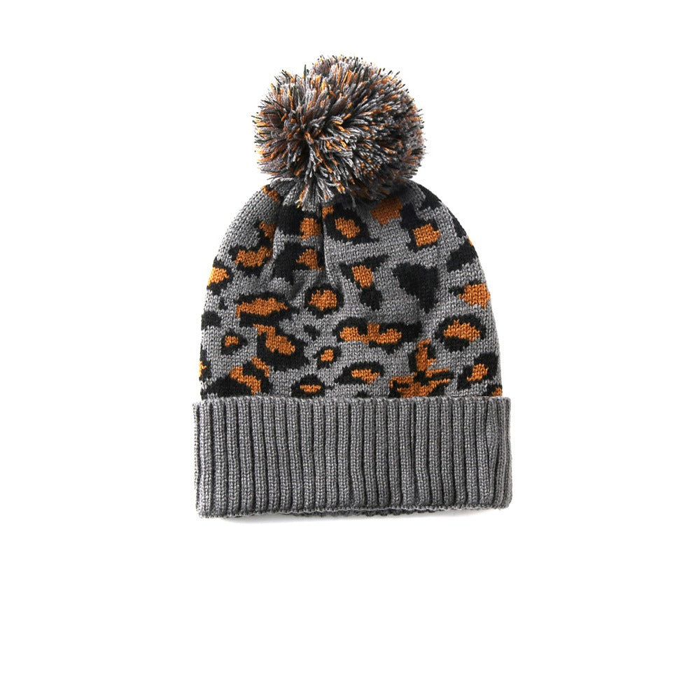 Beanie Leopard Print con pompón para mujer