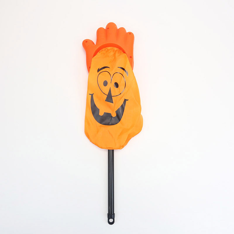 Mano Recolectora Calabaza Naranja para Dulces de Halloween + VELA LED