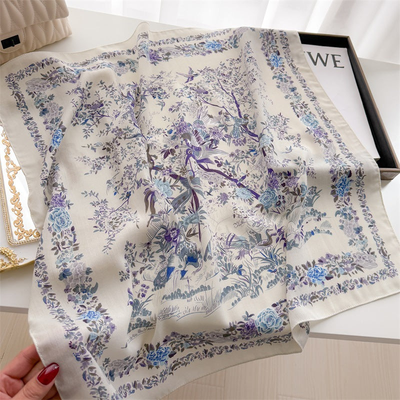 Pashmina Lotto con Diseño Floreado - Tonos Morados