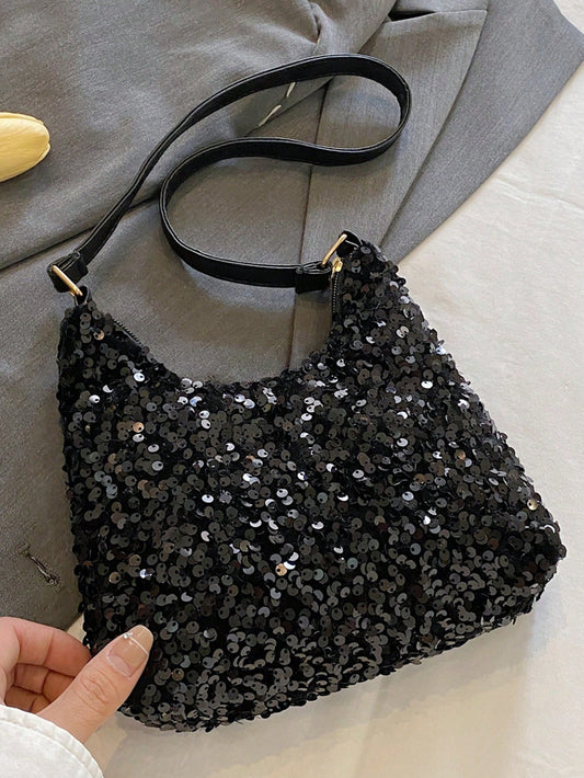 Bolso glitter Rubi Cartera de Fiesta con Lentejuelas - Negro