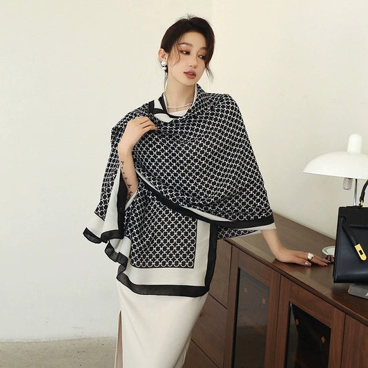 Pashmina Sidney Liso Blanco & Negro