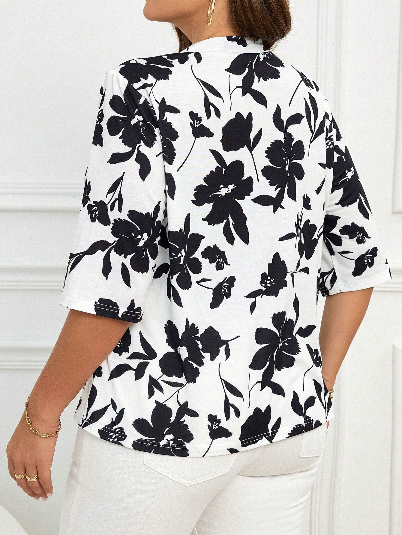 Cardigan Soleil Blanco con estampado de flores Negro - Talla L/XL