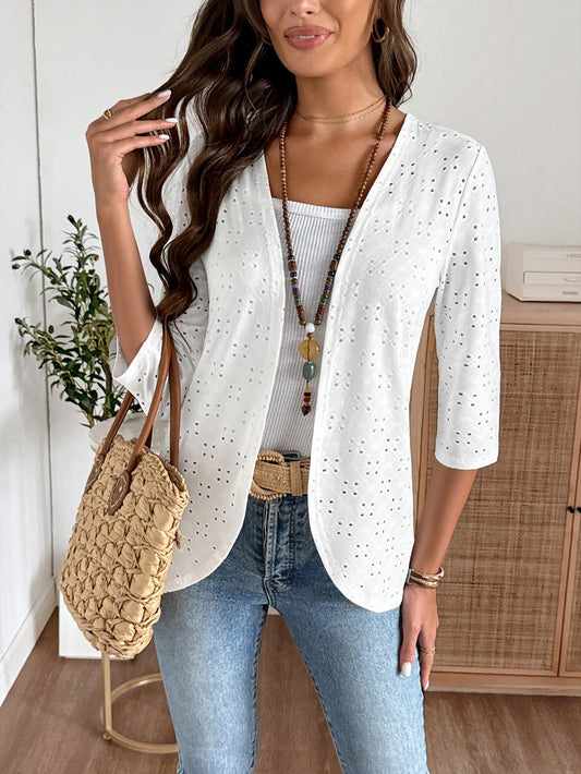 Cardigan Greta blanco de encaje elasticado - Talla M