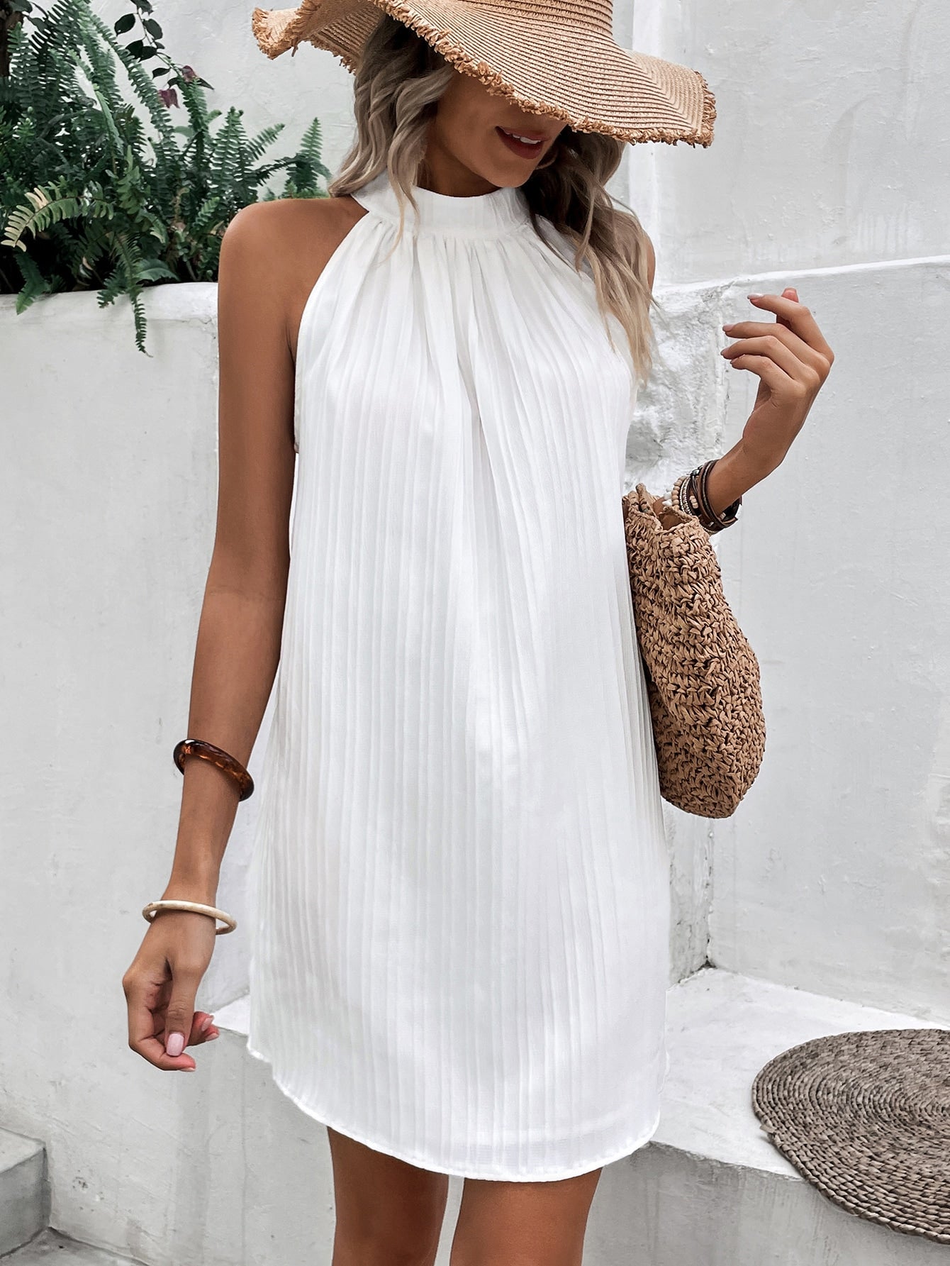 Vestido Wanda blanco con cuello alto – Talla M