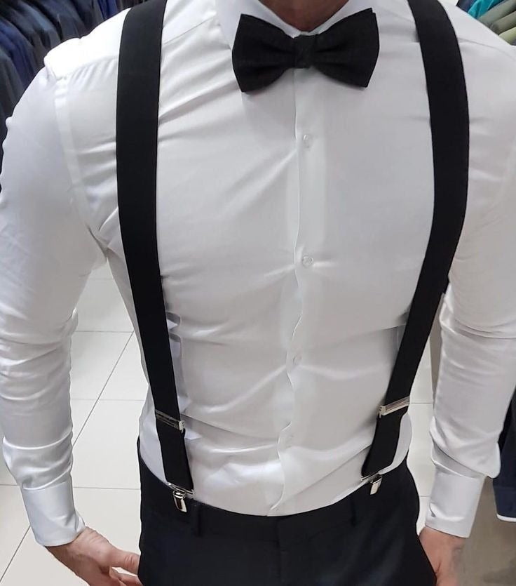 Set de Tirantes Ajustables y Corbata Michi Elegante - Negro