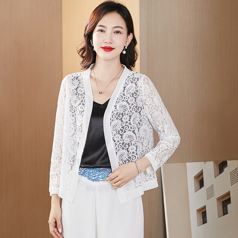 Cardigan Elegante Zala de Encaje Floral en Talla L