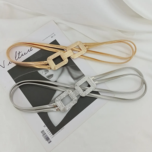 Cinturon Celile Plateado correa elastico