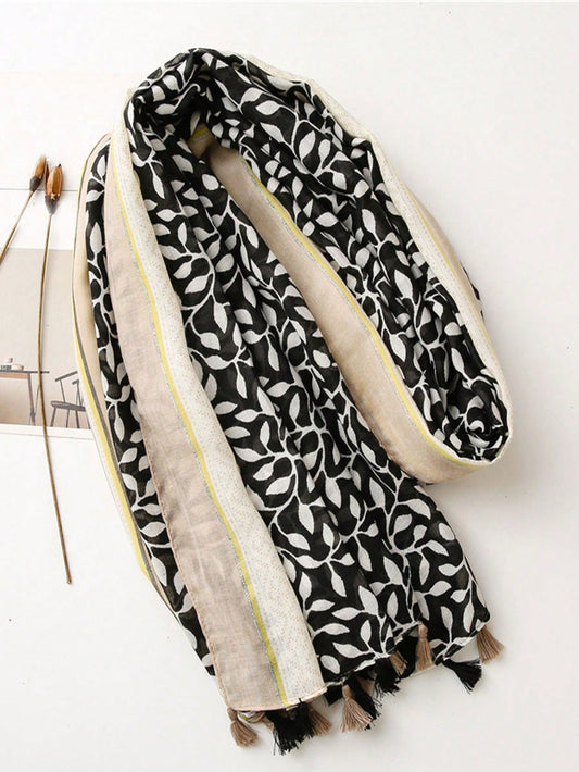 Pashmina Carmina de hojas | Negro