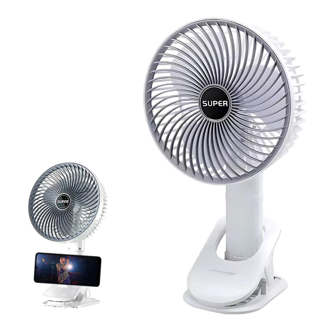 Ventilador Multiuso Portatil con Clip y Porta Celular