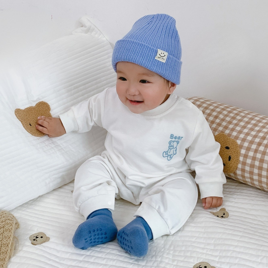 Beanie Cartoons de Lana Suave para Bebés 48cm | Celeste