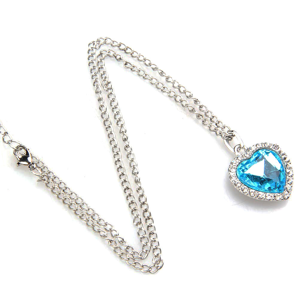 Collar Titanic Heart Pedant Corazon - Turquesa Y Plateado