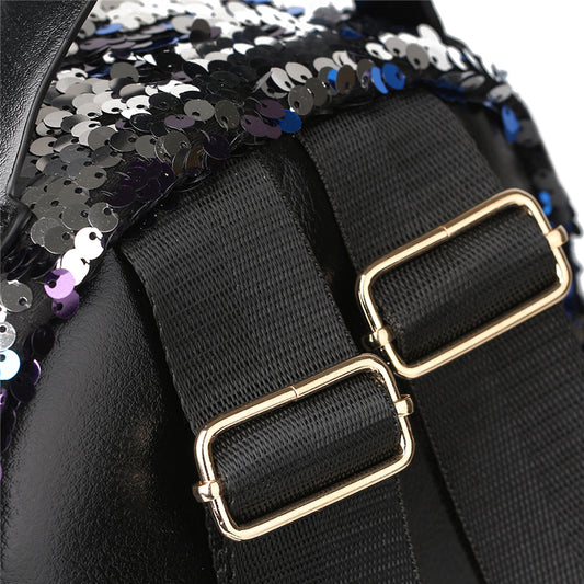 Mochila Cartera Backpack Mujer Glitter Muriel - Negro