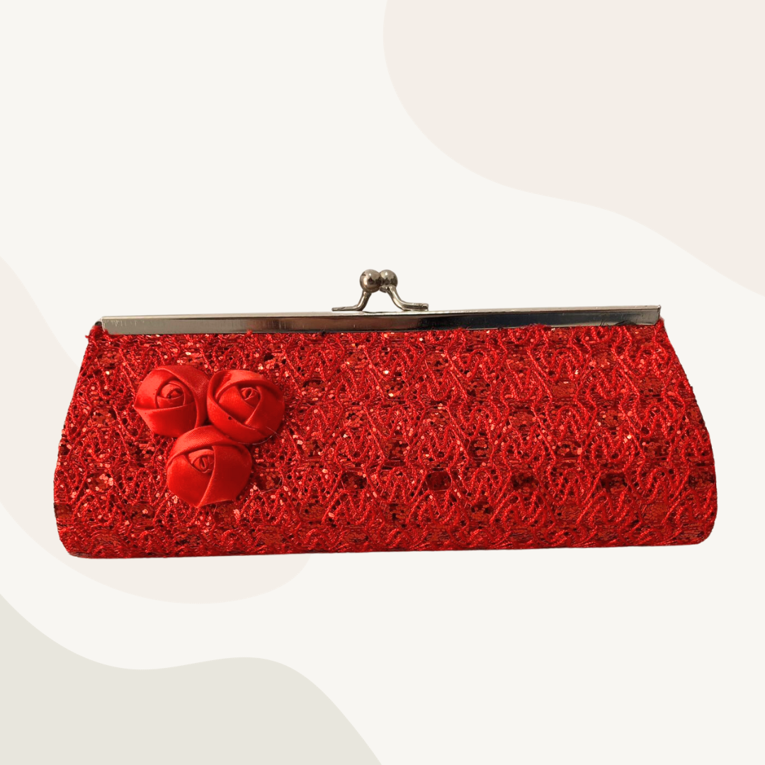 Bolso de Mano Escarchado Modelo Vanila - Rojo