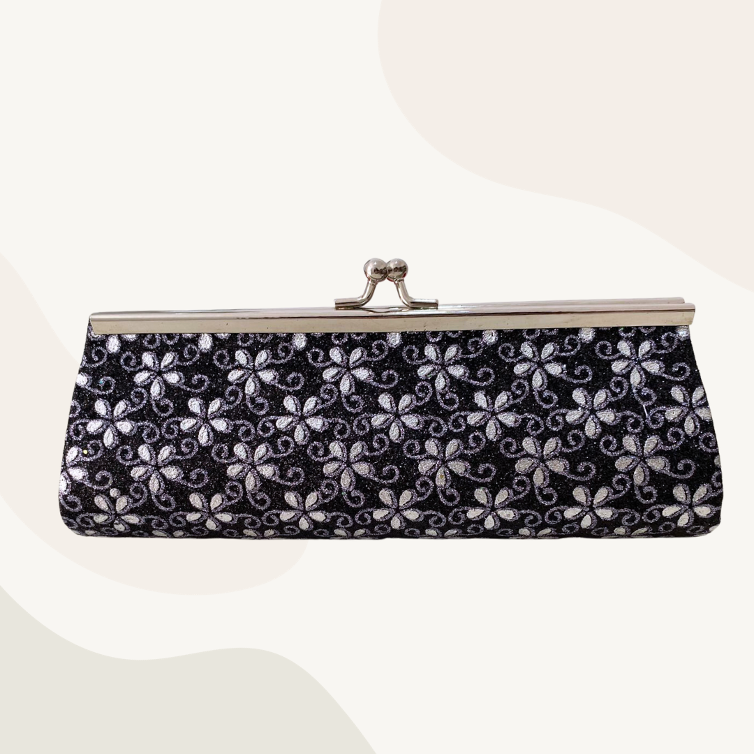 Bolso de Mano Escarchado Modelo Vanila - Negro / Gris