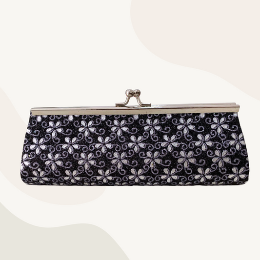 Bolso de Mano Escarchado Modelo Vanila - Negro / Gris