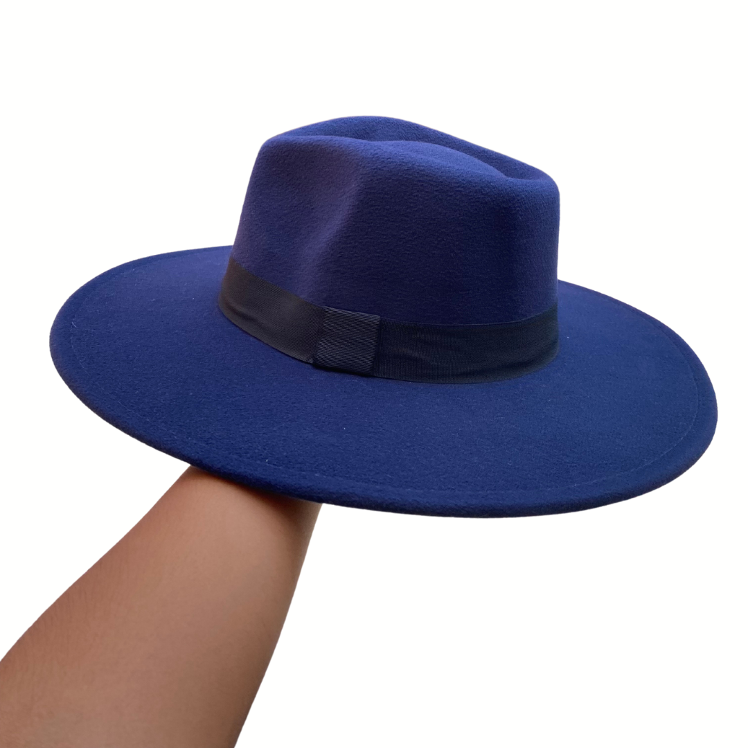 Sombrero Vaquero Unisex de Pana Cinta - Azul - 59cm