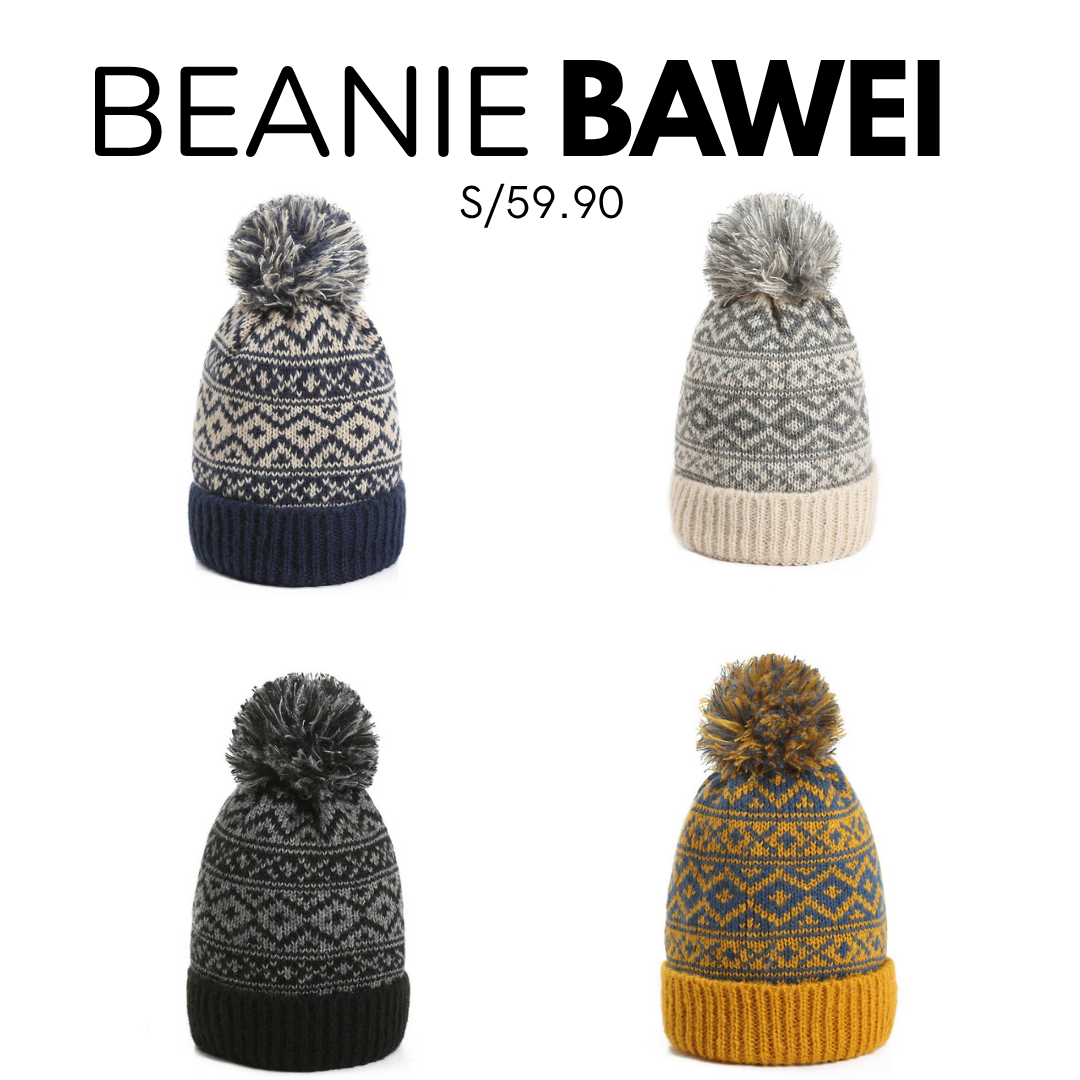 Beanie Bawei de Lana con Pompon