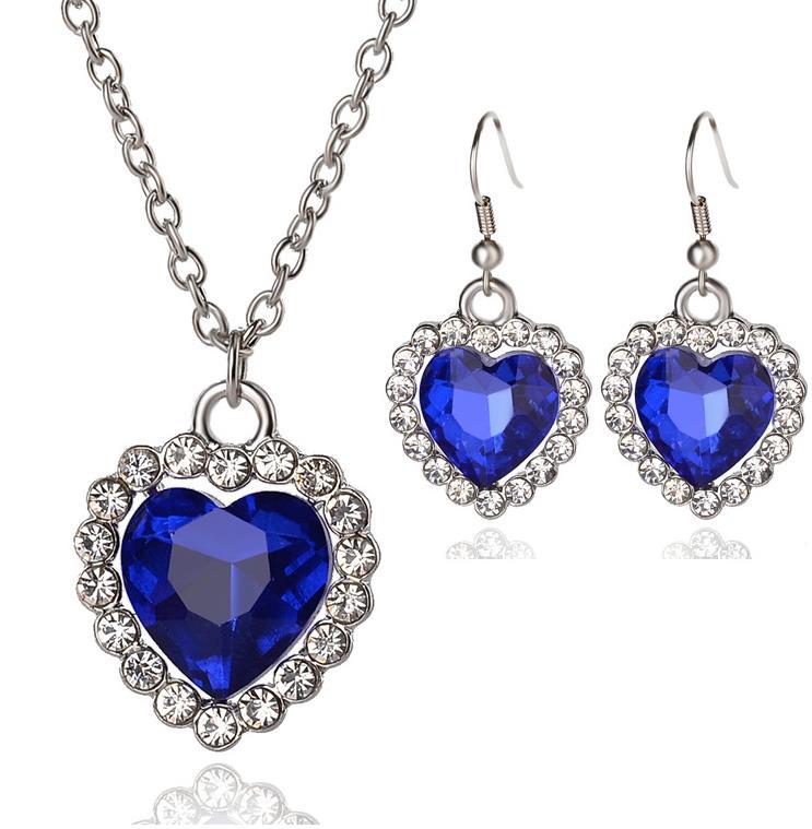 Set Collar y Aretes Corazón - Ocean Heart Azul