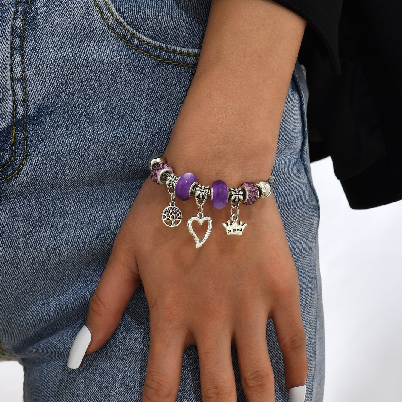 Pulsera Charm Modelo Lovely Morado