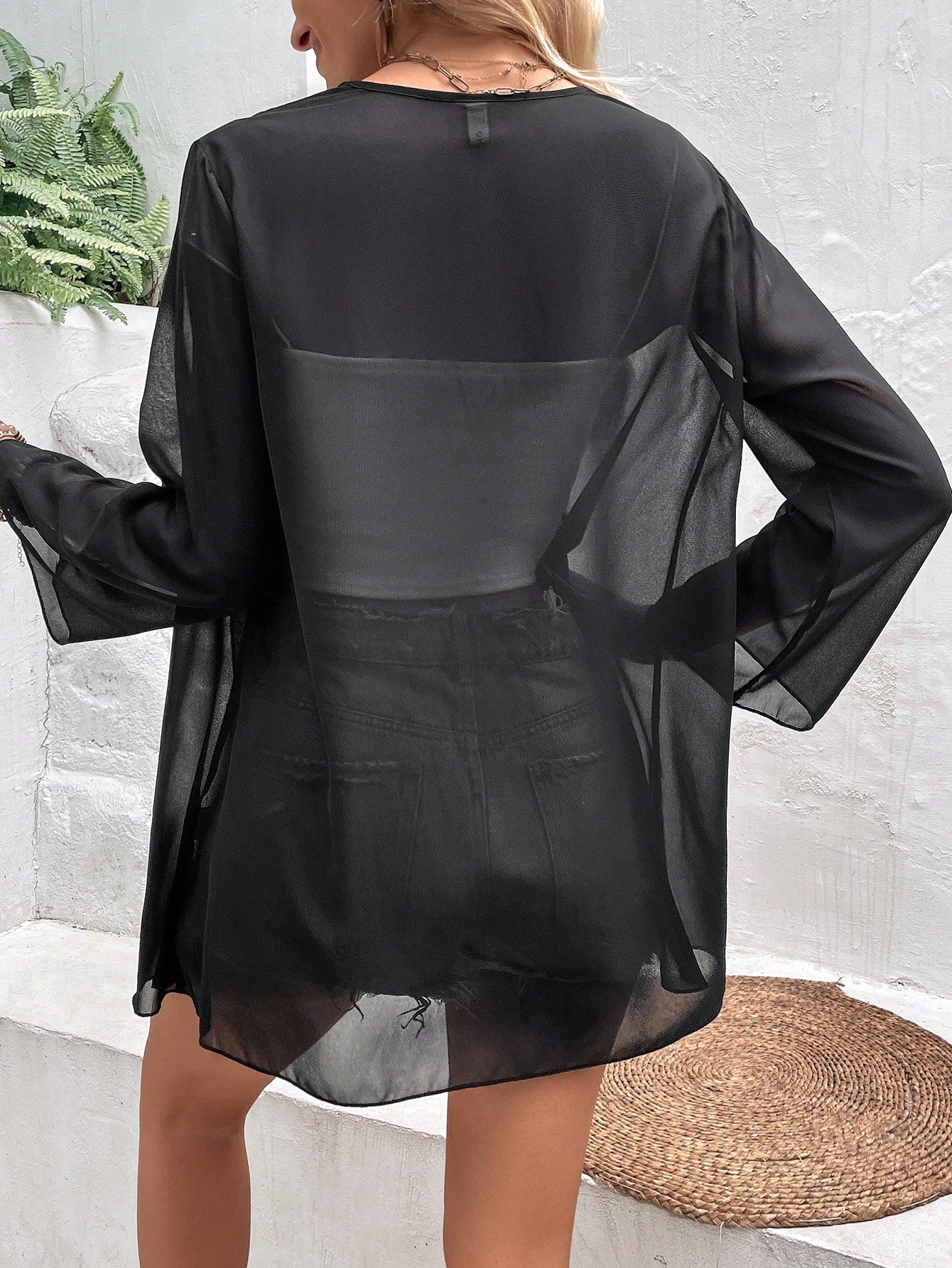 Cardigan Negro Transparente Gloria - Talla L