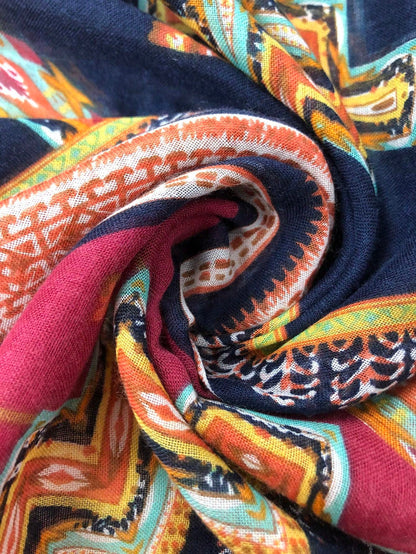 Pashmina Native Delgada con borlas