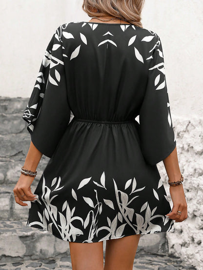 Vestido de Verano Valeria Negro Estilo Murciélago - Talla M