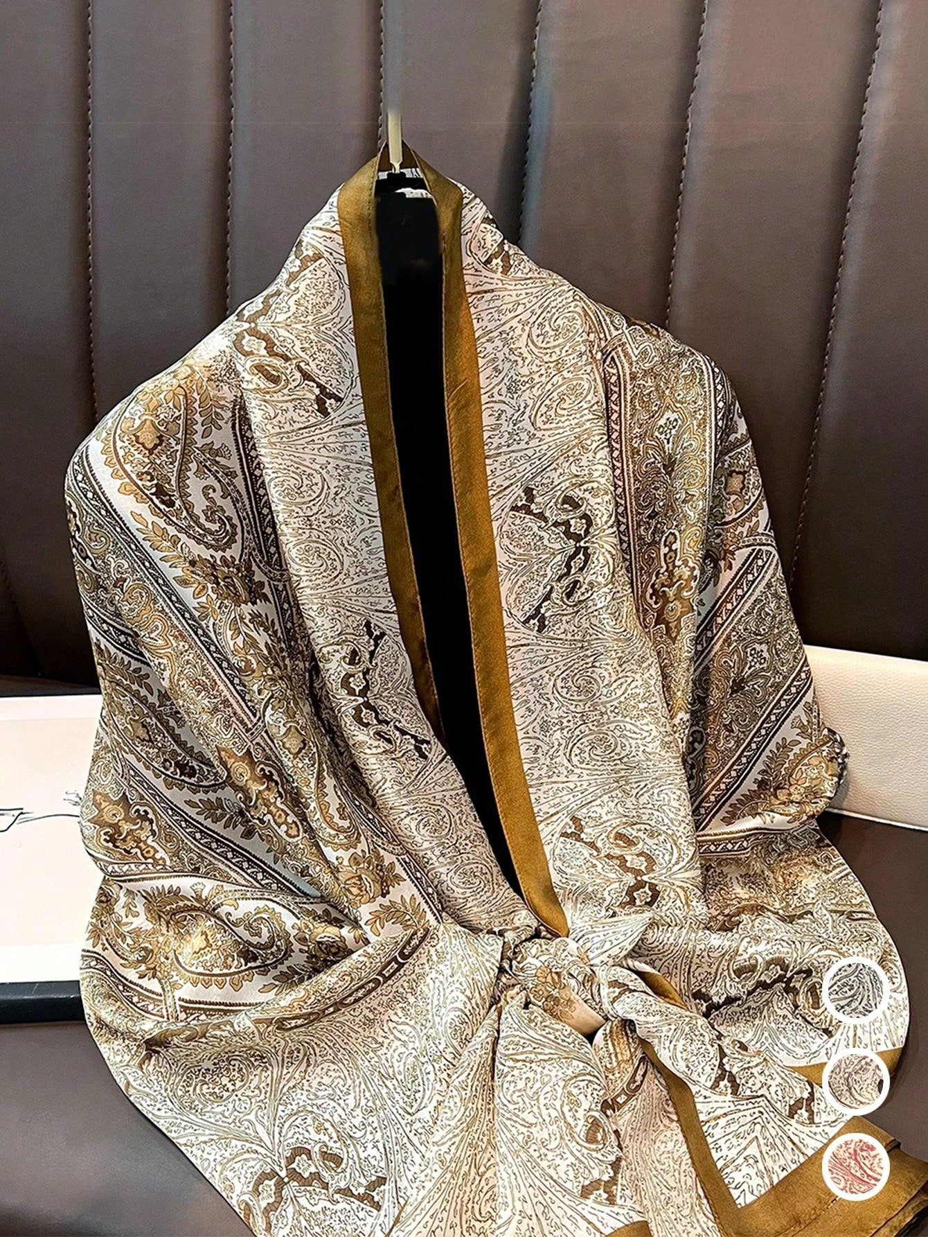 Pashmina Satinada Ivonne de Seda diseño a rayas