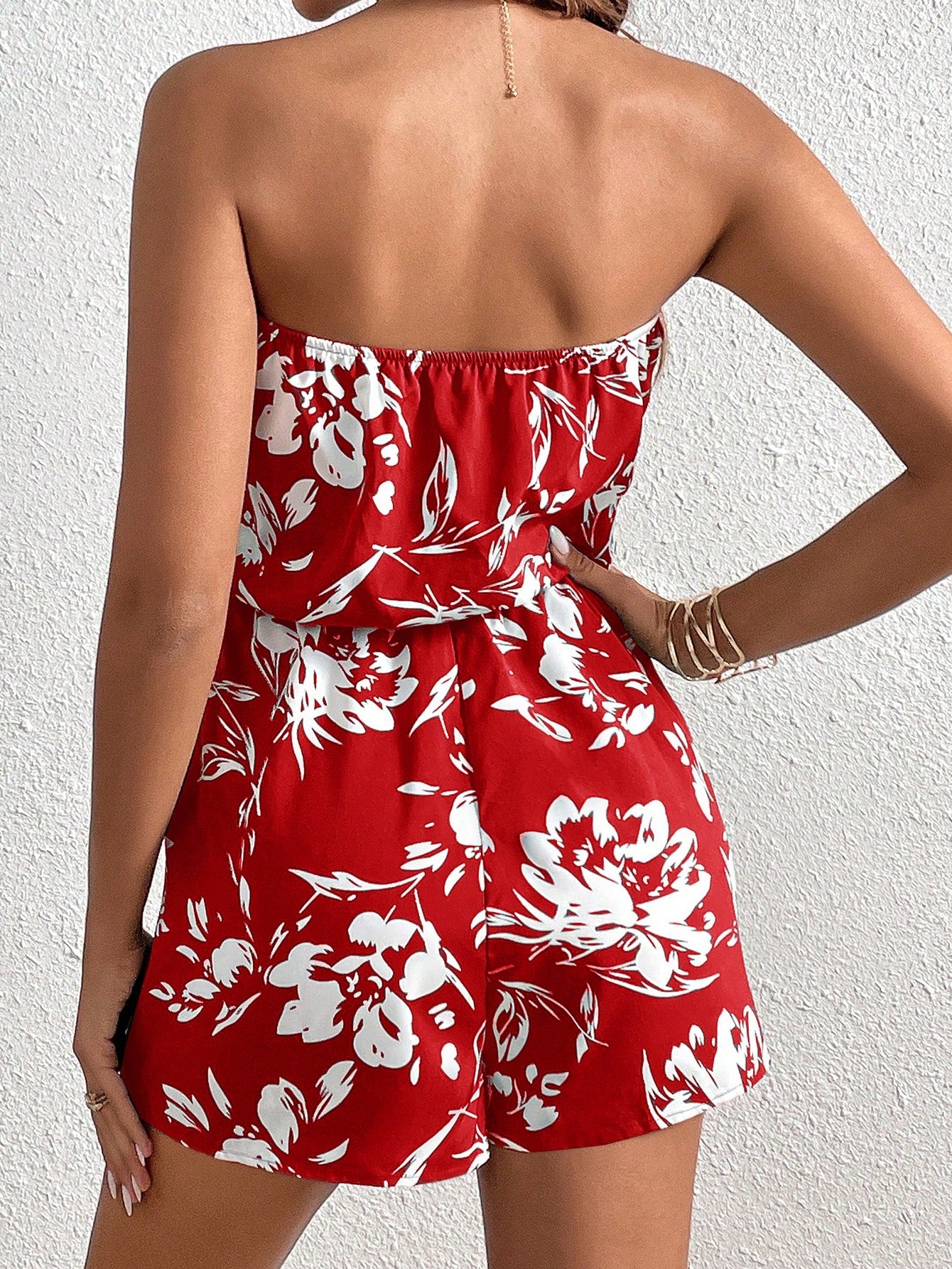 Enterizo de Verano Fiorella Rojo Estampado Floral - Talla M