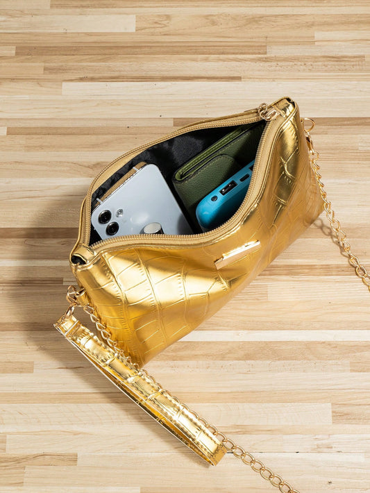 Bolso de mano/hombro Clutch Dorado Bling