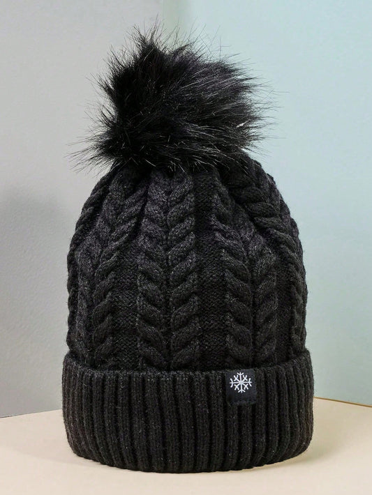 Beanie Whimsi Gorro negro con pompon para niña 6 - 10 años